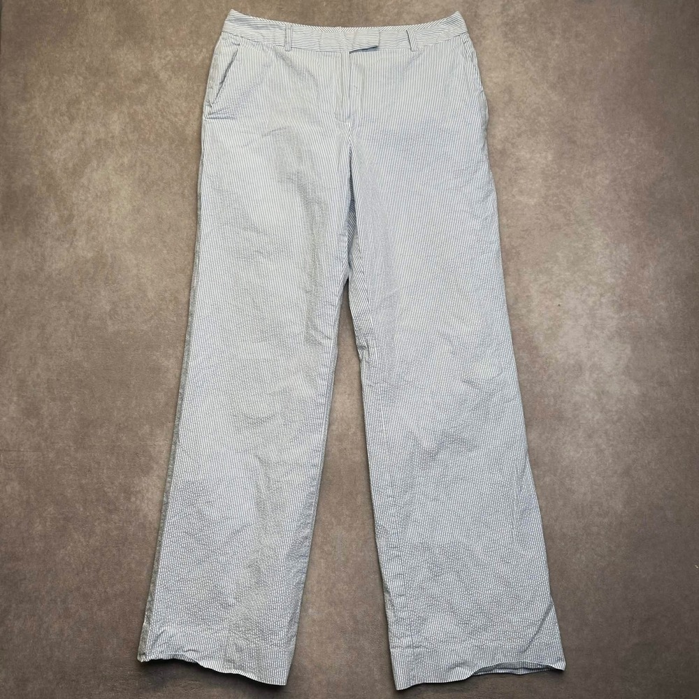 Brooks Brothers 346 Womens Blue White Seersucker Striped Wide Leg Pants Size 6